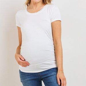 Round Neck Ruched Side Maternity Top